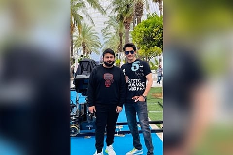 Music composer Thaman with Mahesh Babu.