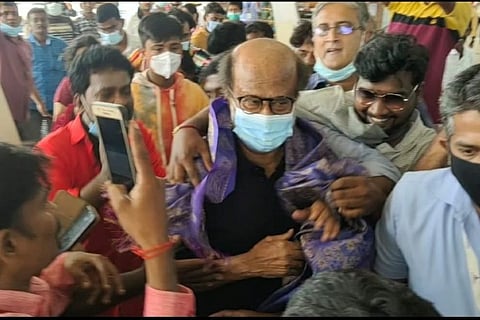 Actor Rajinikanth arrives at Chennai International Airport