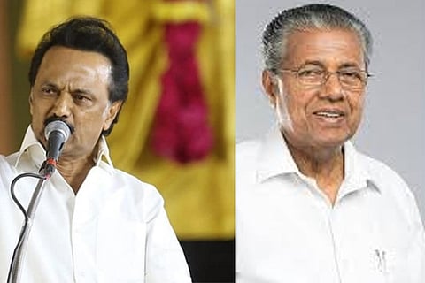 Tamil Nadu CM M.K. Stalin (Left)  CM of Kerala Pinarayi Vijayan (Right)