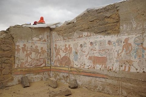 Tomb at the Saqqara necropolis near Giza Pyramids