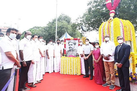 Tamil Nadu CM MK Stalin and state ministers paid tribute to VO Chidambaram in Chennai