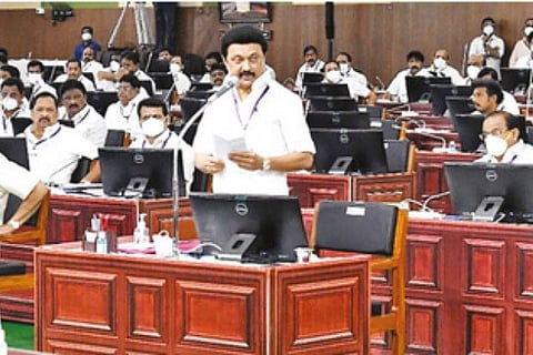 Chief Minister MK Stalin making announcement under Rule 110 in the Assembly on Monday