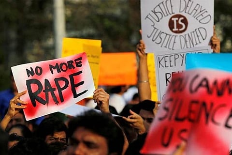 Representative image of people fighting for crime against women