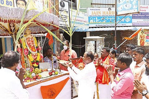 A Ganesha idol kept in public in Chennai on Friday