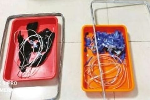 Gold wires concealed in metal fabricated lining