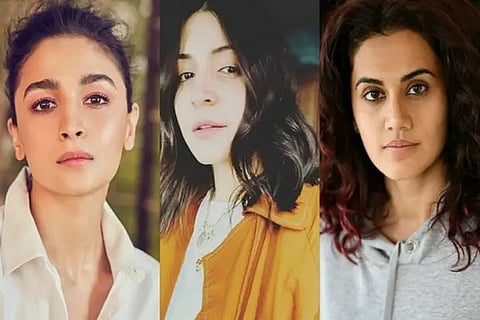 Alia Bhatt (left), Anushka Sharma, Taapsee Pannu (Image credit: Instagram/ANI)