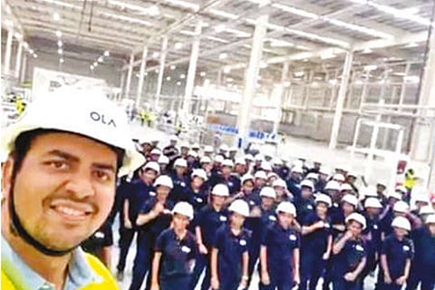 Bhavish Aggarwal with his employees