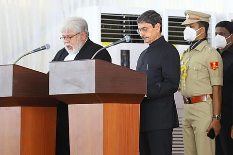 Ravi during the swearing in ceremony on Saturday