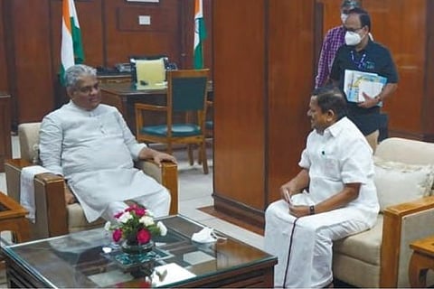 State Forest Minister K Ramachandran meets Union Environment and Forest Bhupendra Yadav