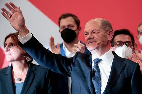 Top contendor for chancellor from the SDP party Olaf Scholz.