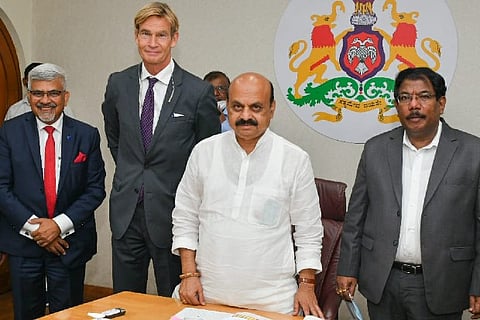 Bommai and Swedish officials during the meeting ( source : Twitter)