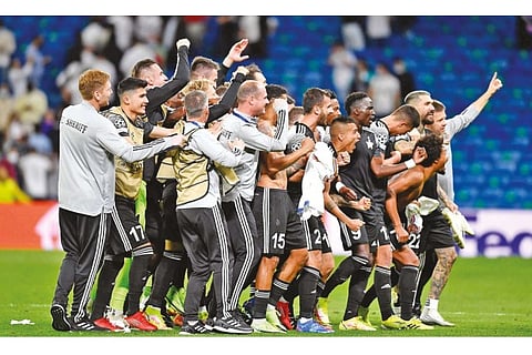 Sheriff Tiraspol players and staff are on cloud nine after their shock victory over Real Madrid