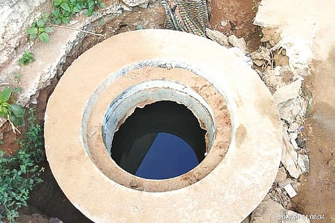 The open manhole which claimed the life of a youth in Tirupur on Monday
