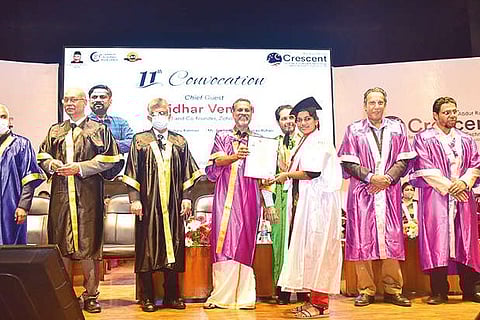 Sridhar Vembu presenting the degrees to the students at BSACIST?s 11th Convocation.