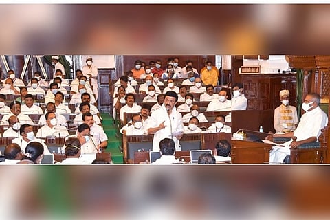 CM delivering his address in the state Assembly.