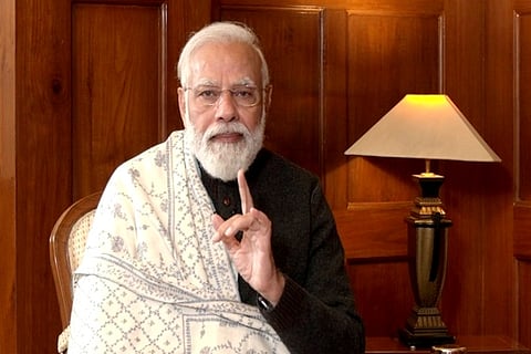 Prime Minister Narendra Modi's interview with ANI?s Smita Prakash (Credit: ANI)