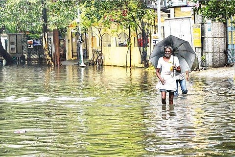 File photo of an inundated T Nagar street after