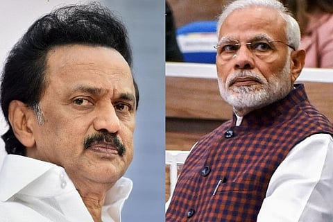 Stalin; Modi. File photo