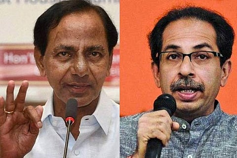 Telangana CM K Chandrasekhar Rao (left) and Uddhav Thackeray (right)