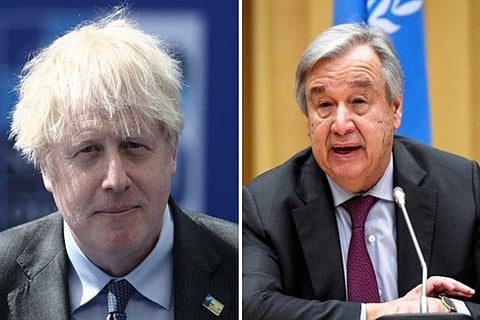 UK Prime Minister Boris Johnson and UN Secretary-General Antonio Guterres (Image Credit: ANI)