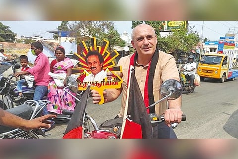 Negoita Stefan Marius, a Romanian national was issued notice for taking part in a political campaign