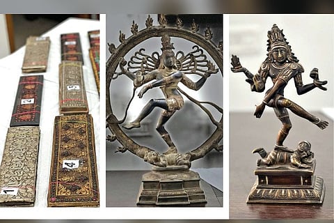 he bundles containing antique manuscripts; the idols seized