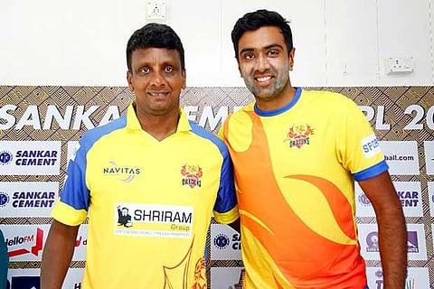 Tamil Nadu head coach M Venkataramana with Ravichandran Ashwin