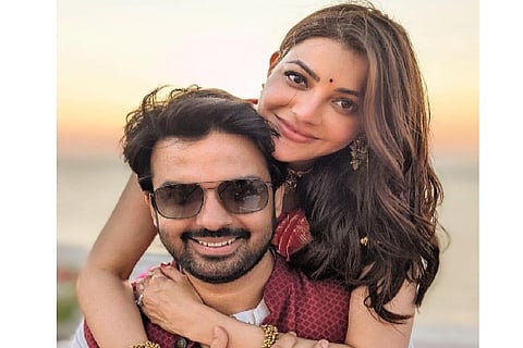 Actor Kajal Aggarwal with her husband Gautam Kitchlu (Image Courtesy: ANI)