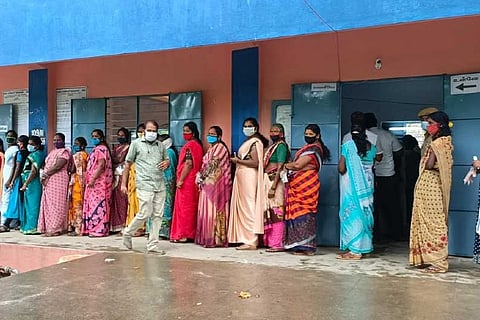 Ladies in queue and waiting to cast thier vote (File Photo)
