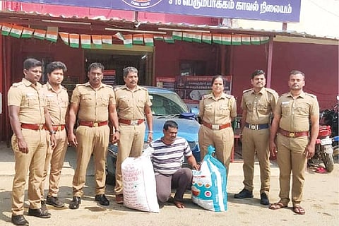 Police seized 40 kg ganja and arrested a 29-year-old man near Perumbakkam on Sunday