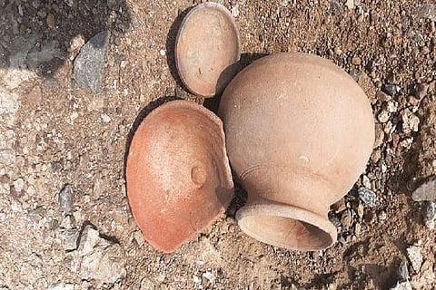 The burial urns excavated at Enathirimangalam in Cuddalore on the banks of South Pennar river