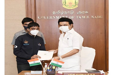 Chief Minister MK Stalin and Praggnanandhaa