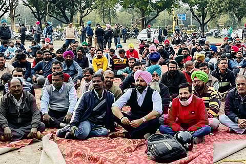Electricity department workers protest over privatisation of the Electricity Department (Source: Twitter)
