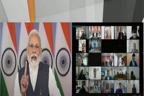 PM Modi while addressing a webinar (Source: ANI)