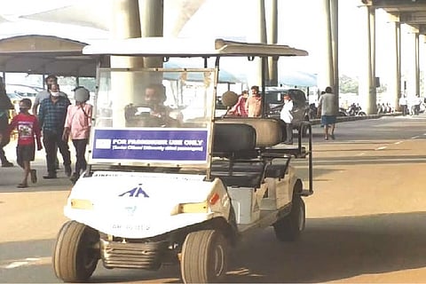 A battery car in operation at the airport