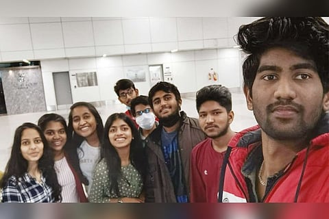 Students returning to Tamil Nadu at Delhi airport