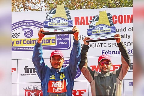 Aditya Thakur (left) with co-driver Virender Kashyap