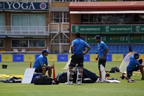 Team India in the nets for an intense training session (Image Courtesy: Twitter/@BCCI)