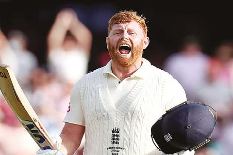 Jonny Bairstow celebrates his century on the third day