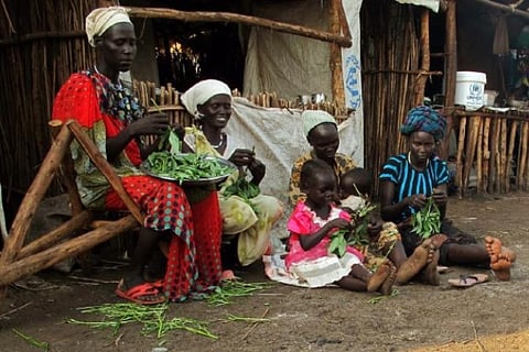South Sudanese refugee women living in Nguenyyiel Refugee camp (Credit: Reuters)