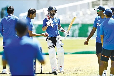 India captain Virat Kohli at a training session