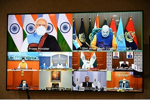 Prime Minister Narendra Modi starts a virtual meeting with CMs (Image Courtesy: ANI)