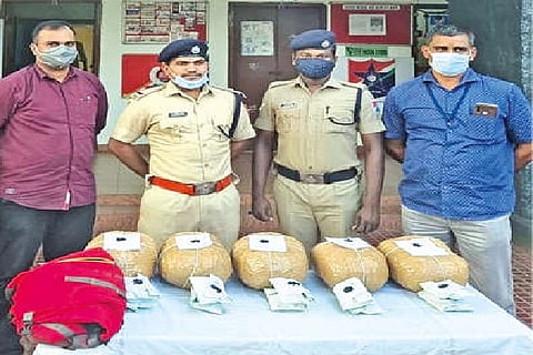 Tambaram railway police recovered eight kilograms of ganja