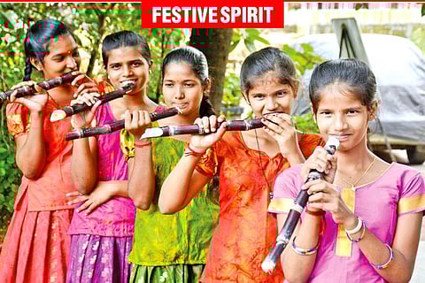 Students of Sarvodhaya girls hostel, Chetpet, celebrated Pongal on their campus