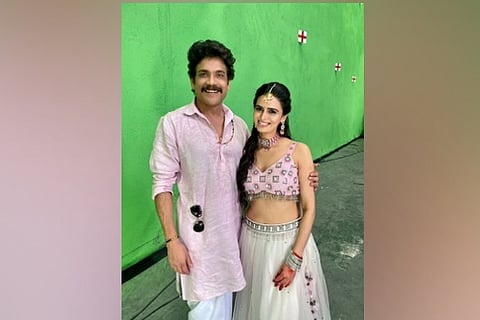 Nagarjuna and Meenakshi Dixit (Image Courtesy: IANS)