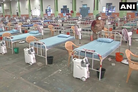 The beds arranged for Covid patients. Image Courtesy: Twitter - @ANI