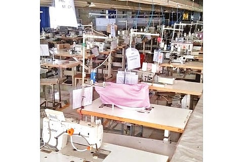 A shut knitwear unit in Tirupur on Monday