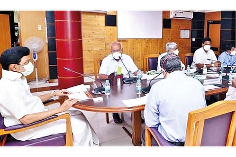 Stalin chairing the meeting on Tuesday