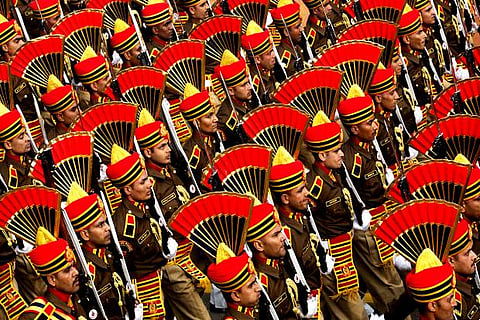 Indian security forces march during the Republic Day parade (Credit: AP)