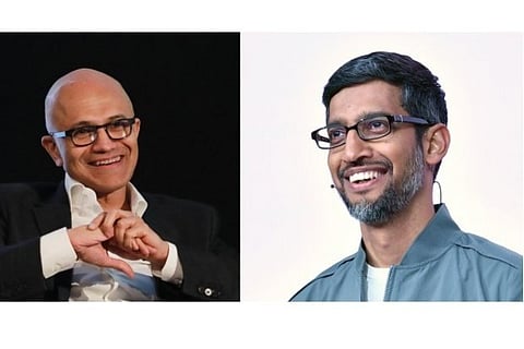 Microsoft CEO Satya Nadella and Google CEO Sundar Pichai